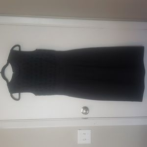 Black Beaded Silk and Wool Cocktail Dress